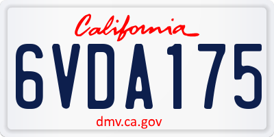 CA license plate 6VDA175