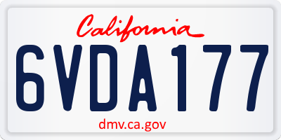 CA license plate 6VDA177