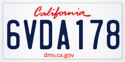 CA license plate 6VDA178