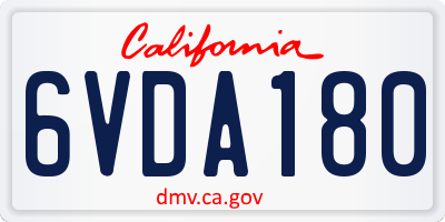 CA license plate 6VDA180