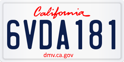 CA license plate 6VDA181
