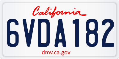 CA license plate 6VDA182