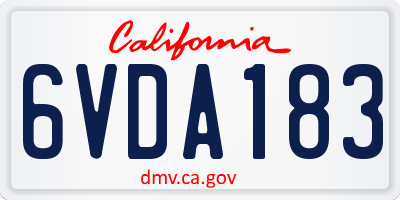 CA license plate 6VDA183