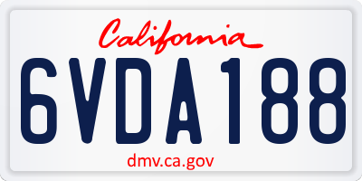 CA license plate 6VDA188