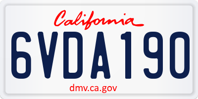CA license plate 6VDA190