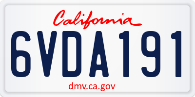 CA license plate 6VDA191