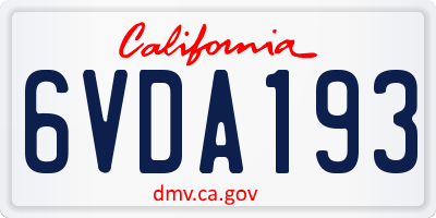 CA license plate 6VDA193