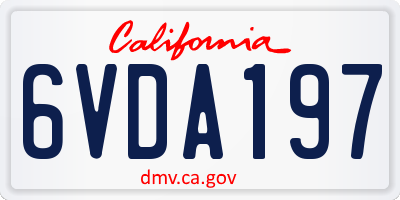 CA license plate 6VDA197