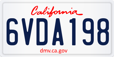 CA license plate 6VDA198