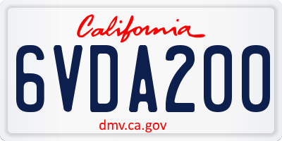 CA license plate 6VDA200