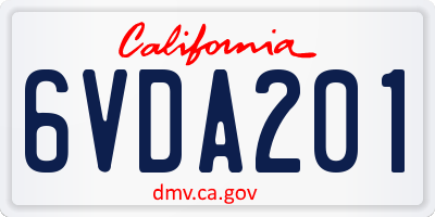 CA license plate 6VDA201