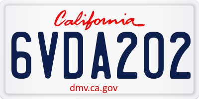 CA license plate 6VDA202