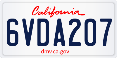 CA license plate 6VDA207