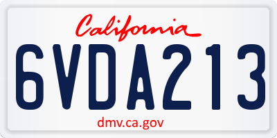 CA license plate 6VDA213