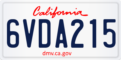 CA license plate 6VDA215