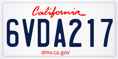 CA license plate 6VDA217