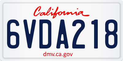 CA license plate 6VDA218