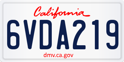 CA license plate 6VDA219