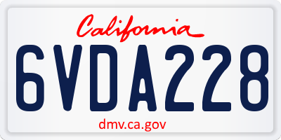 CA license plate 6VDA228