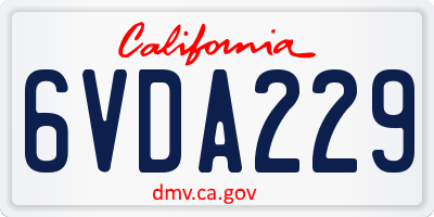 CA license plate 6VDA229