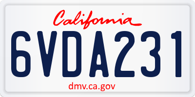 CA license plate 6VDA231