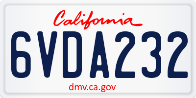 CA license plate 6VDA232