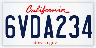 CA license plate 6VDA234