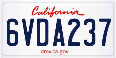 CA license plate 6VDA237