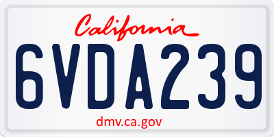 CA license plate 6VDA239