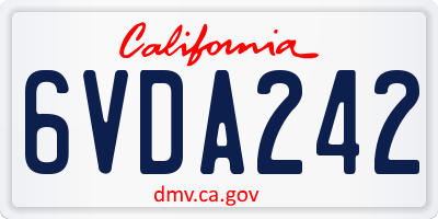 CA license plate 6VDA242
