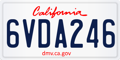 CA license plate 6VDA246