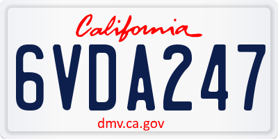 CA license plate 6VDA247