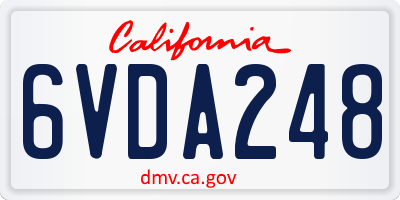 CA license plate 6VDA248