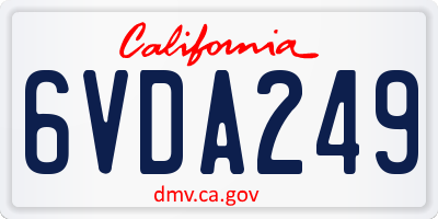 CA license plate 6VDA249