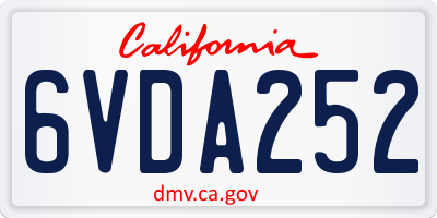 CA license plate 6VDA252