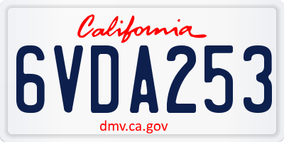 CA license plate 6VDA253