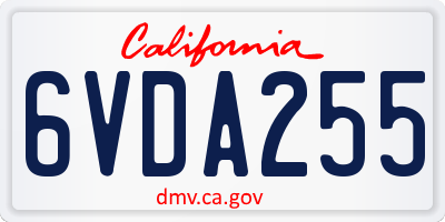 CA license plate 6VDA255