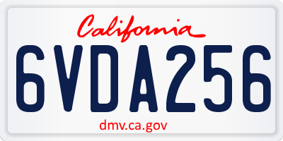 CA license plate 6VDA256