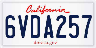 CA license plate 6VDA257