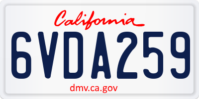 CA license plate 6VDA259