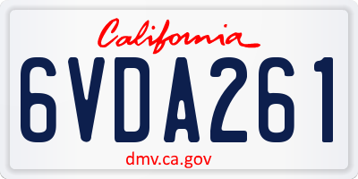 CA license plate 6VDA261