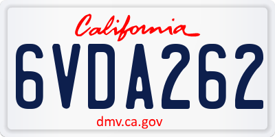 CA license plate 6VDA262