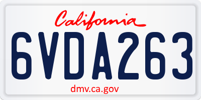 CA license plate 6VDA263
