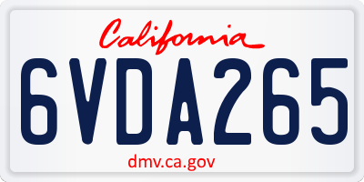 CA license plate 6VDA265