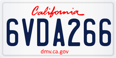 CA license plate 6VDA266