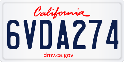 CA license plate 6VDA274