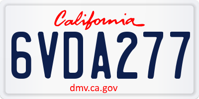 CA license plate 6VDA277
