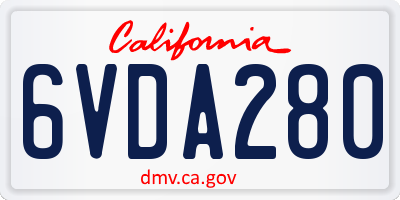 CA license plate 6VDA280