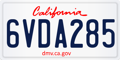 CA license plate 6VDA285