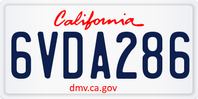 CA license plate 6VDA286